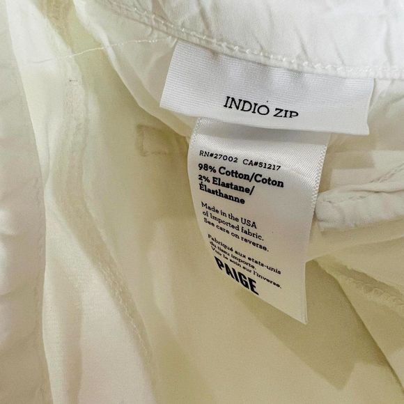 Paige White Indio Zip Skinny Jeans Sz 27 - Picture 9 of 9